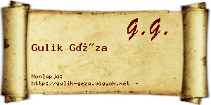 Gulik Géza névjegykártya